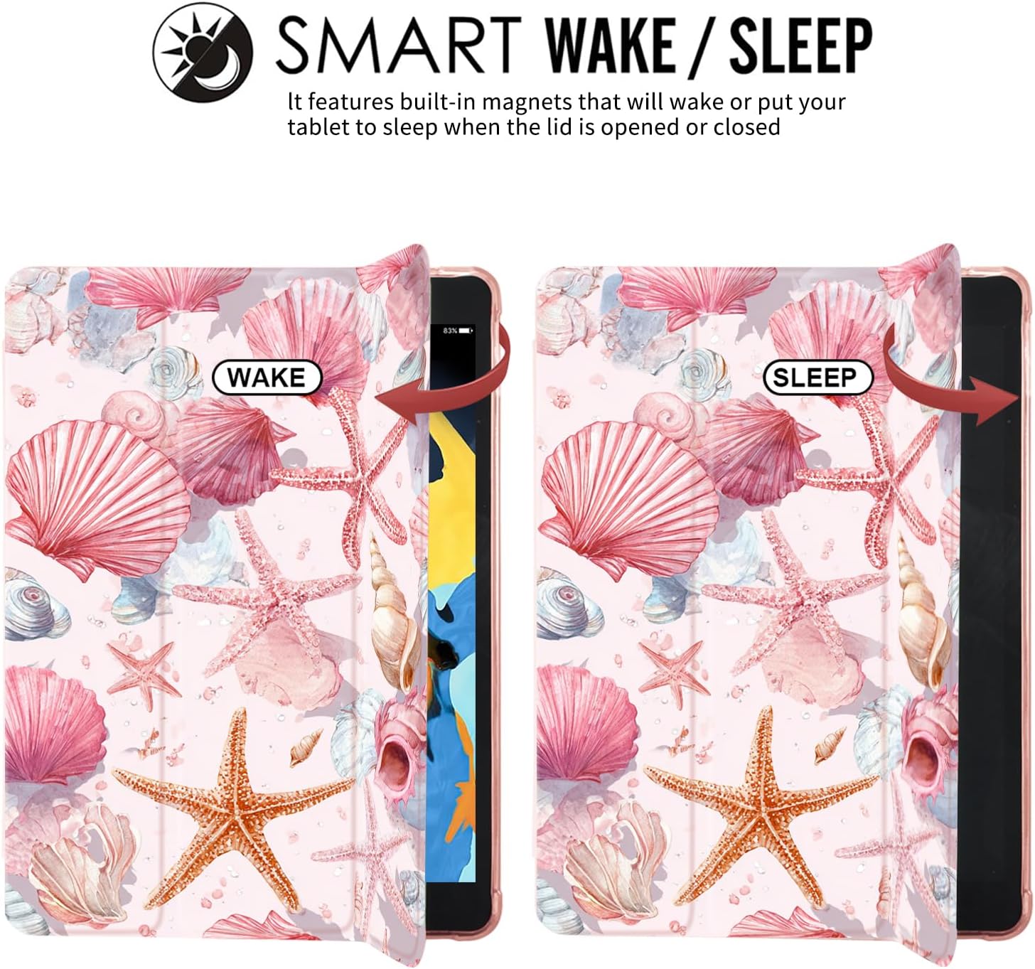 JOYLAND Pink Conch Shell Case for iPad 10th Generation Case 10.9 inch/iPad (A16) 11th Generation 11 Inch 2025 with Pencil Holder-Trifold Stand Protective Cover with Soft TPU Back,Pink