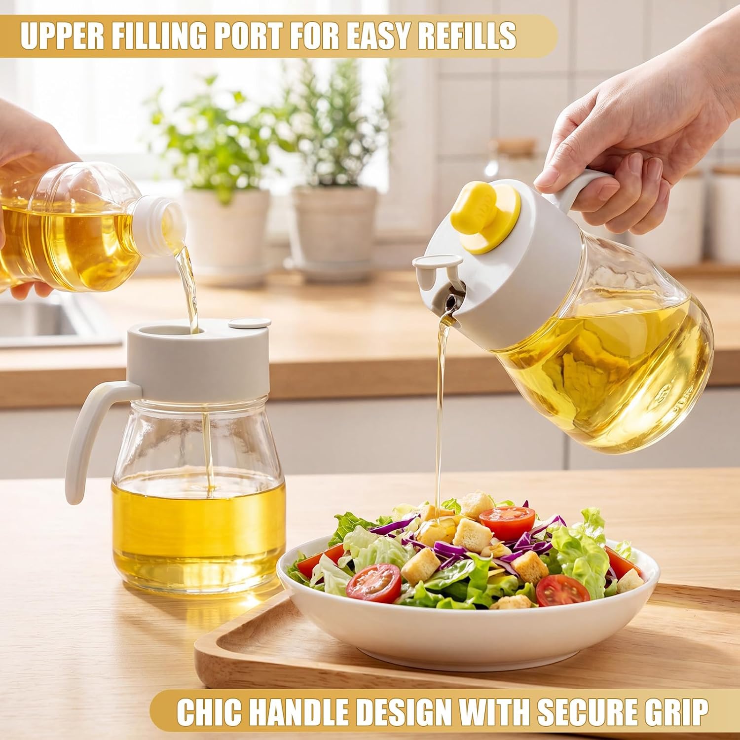 LemonRoad 32 oz Large Glass Syrup Dispenser, Anti-drip Maple Syrup Dispenser with Sealing Ring & Non-slip Handle, Waffle Pancake Honey Container Automatic Pour Spout for Maple Syrups, Oil, Honey