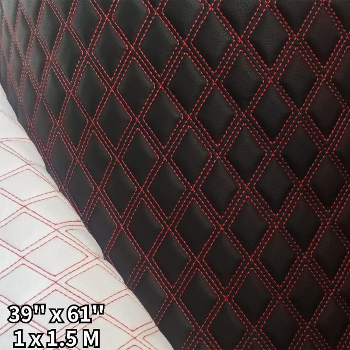 Diamond Quilted Faux Leather Vinyl Fabric Foam Backed for DIY Car Headliner Furniture Upholstery 59 x 39 inch (Orange)