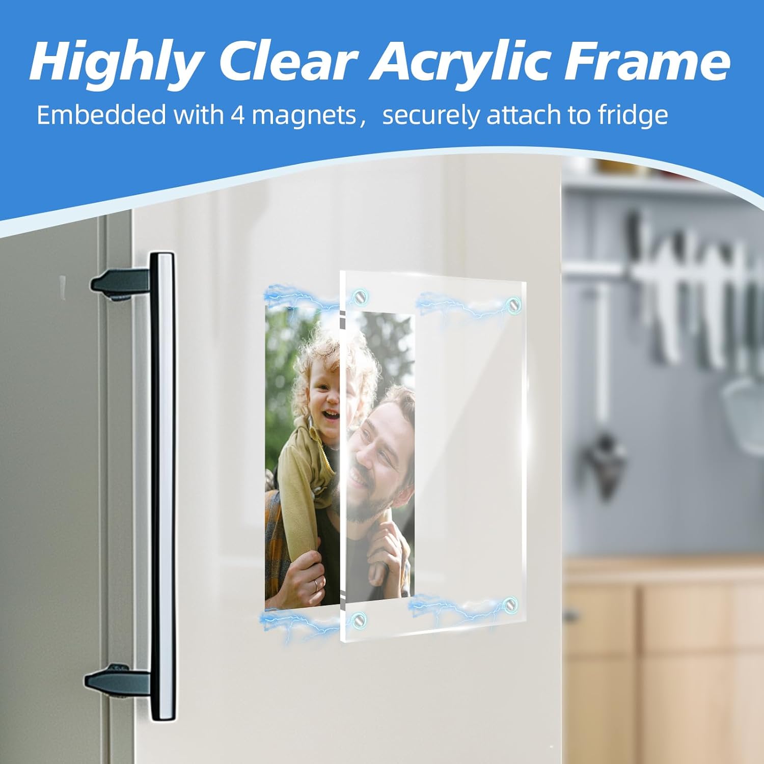 15 Piece Magnetic Picture Frames for Refrigerator 4x6, Photo Magnets for Fridge, Clear Acrylic Picture Frame for Home Office School Locker