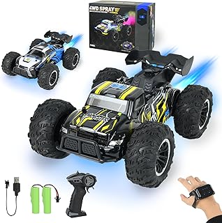 Ulikey Voiture Télécommandée Tout Terrain, 1:16 Voiture Radiocommandée avec Deux Coque, Spray, Lampe et Deux Batteries Rechargeables, 4WD Voitures RC à Double Commande, Jouet Cadeau de Garçon