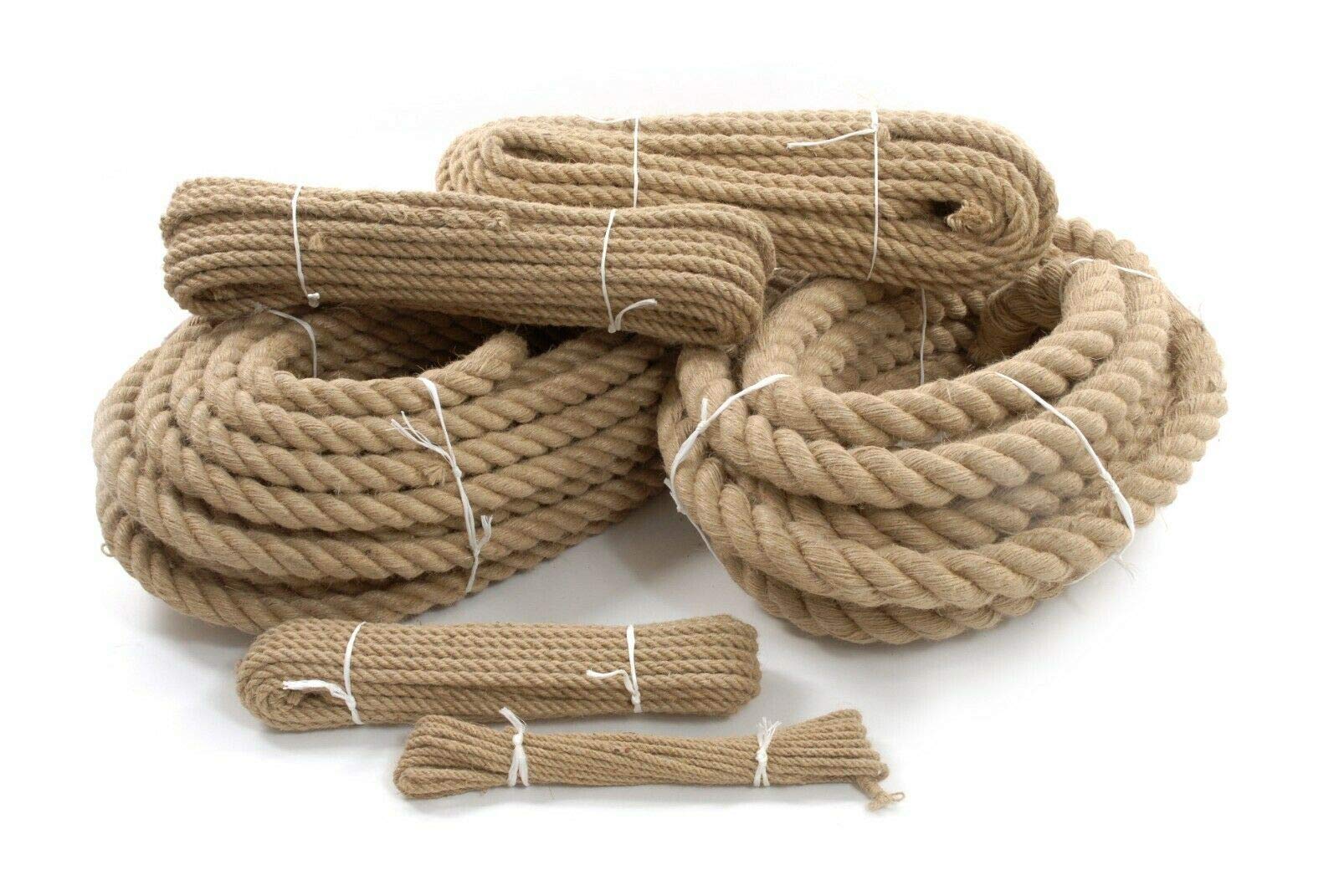 Natural Jute Rope Twisted Braided Decking Garden Boating Sash 6mm - 40mm (6mm, 3m)