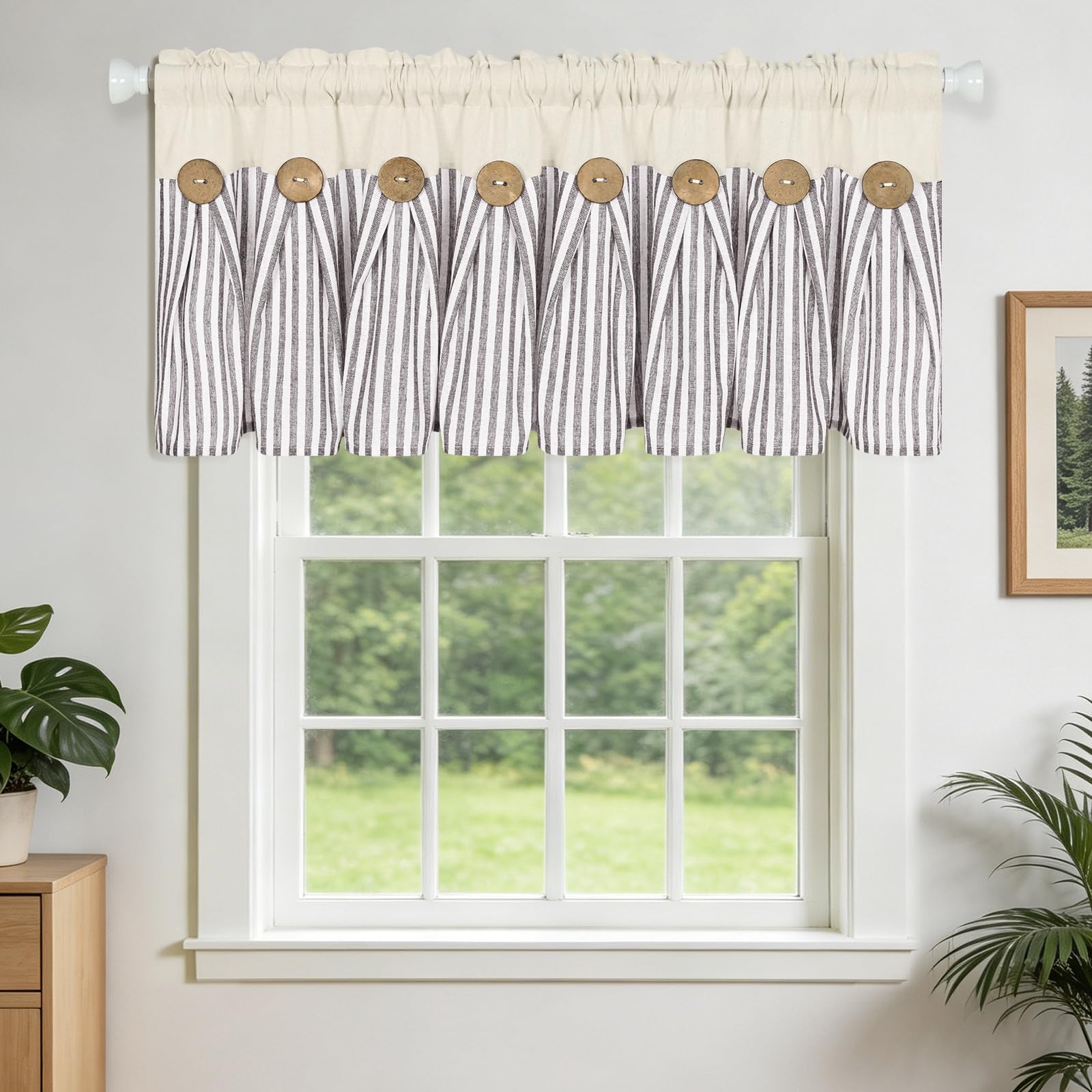 Rideaux de cantonnière en coton et lin pour petite fenêtre de salle de bain et café bohème