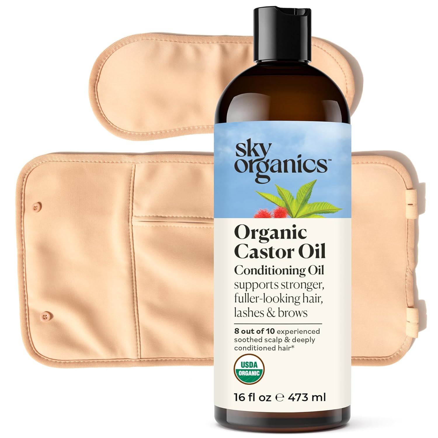 Sky Organics 16oz Castor Oil w/Wraps | Reusable Organic Castor Oil Pack to Boost Body’s Wellness, Encourage Rest & Relaxation | Adjustable Elastic Straps Cotton Durable Easy to Use Sky Organics 16oz Castor Oil w/Wraps | Reusable Organic Castor Oil Pack to Boost Body’s Wellness, Encourage Rest & Relaxation | Adjustable Elastic Straps Cotton Durable Easy to Use