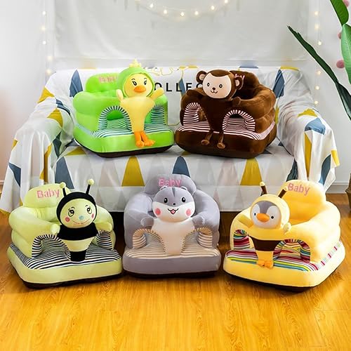 Miniatura 3 de Asiento de bebé para 3 a 24 meses, silla de suelo con respaldo para bebé, sofá de animales de dibujos animados de felpa, asiento de piso para niños