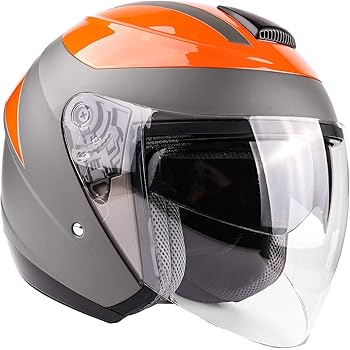 Amazon Com Typhoon 3 4 Helmet With Face Shield Retractable Sun Visor Dot Motorcycle Scooter Moped Cruiser Youth Women Adult Orange Small Automotive