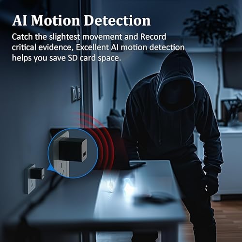 Vista 3 de Cámara sin cargador de audio, cámara pequeña de 1080P de solo video con detección de movimiento, cámara de niñera encubierta para seguridad
