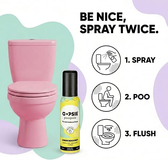 Oopsie Poopsie Toilet Spray Before & After You Go Bathroom Odor Eliminator & Neutralizer Spray, Travel Size with Essential Oils, TSA Approved Lemon Bergamot 4 Pack 2 Oz.
