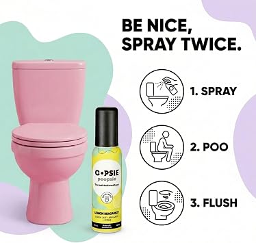 Oopsie Poopsie Toilet Spray Before & After You Go Bathroom Odor Eliminator & Neutralizer Spray, Travel Size with Essential Oils, TSA Approved Lemon Bergamot 4 Pack 2 Oz.