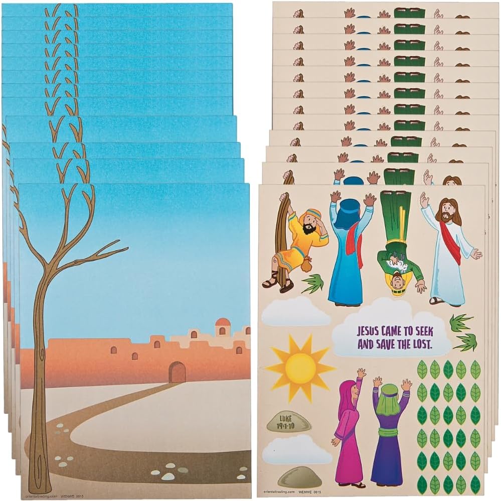 Fun Express Zacchaeus Mask Stickers Craft Kit - Creative Bible Storytelling & Religious Education Art for Kids - Perfect for Classroom & Church Events - Ideal for Craft Projects - 24 Pieces.
