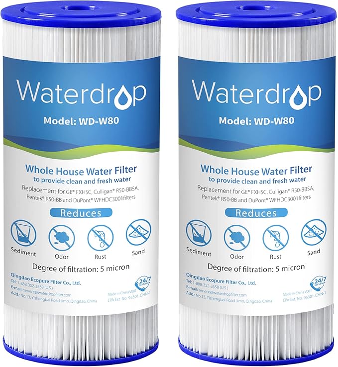 Waterdrop FXHSC Whole House Water Filter, Replacement for GE® FXHSC, GXWH40L