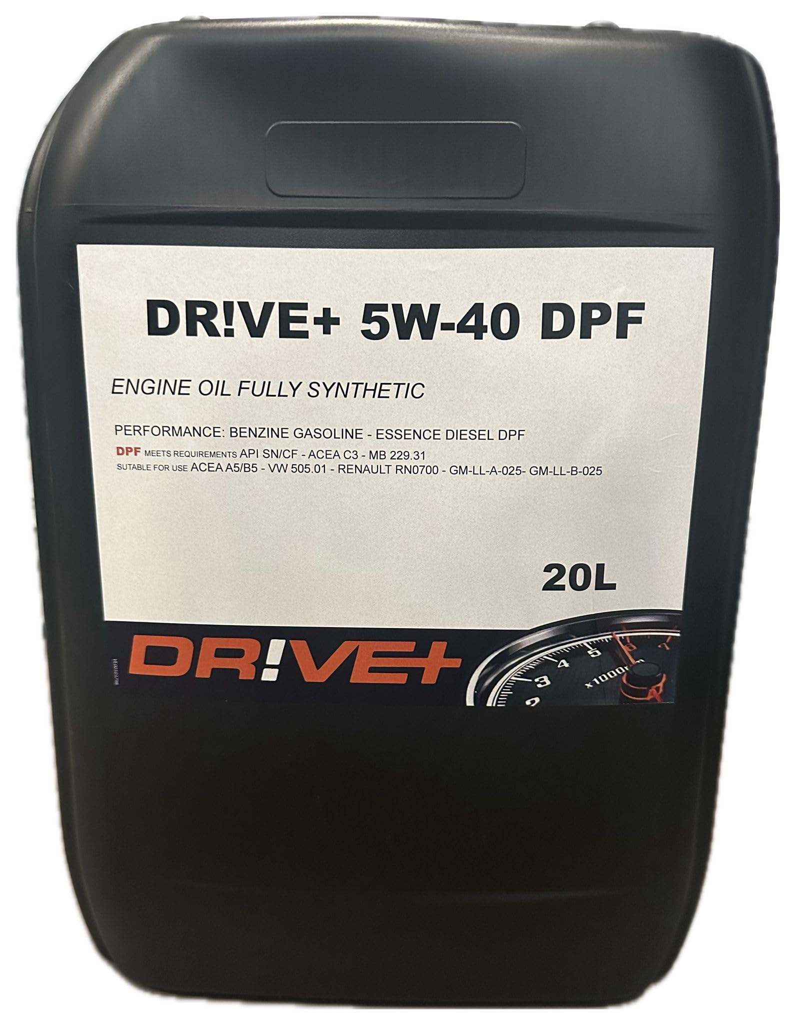 DRIVE+ 5W-40 DPF, Olio Motore Completamente Sintetico, 20L, Benzina - Diesel