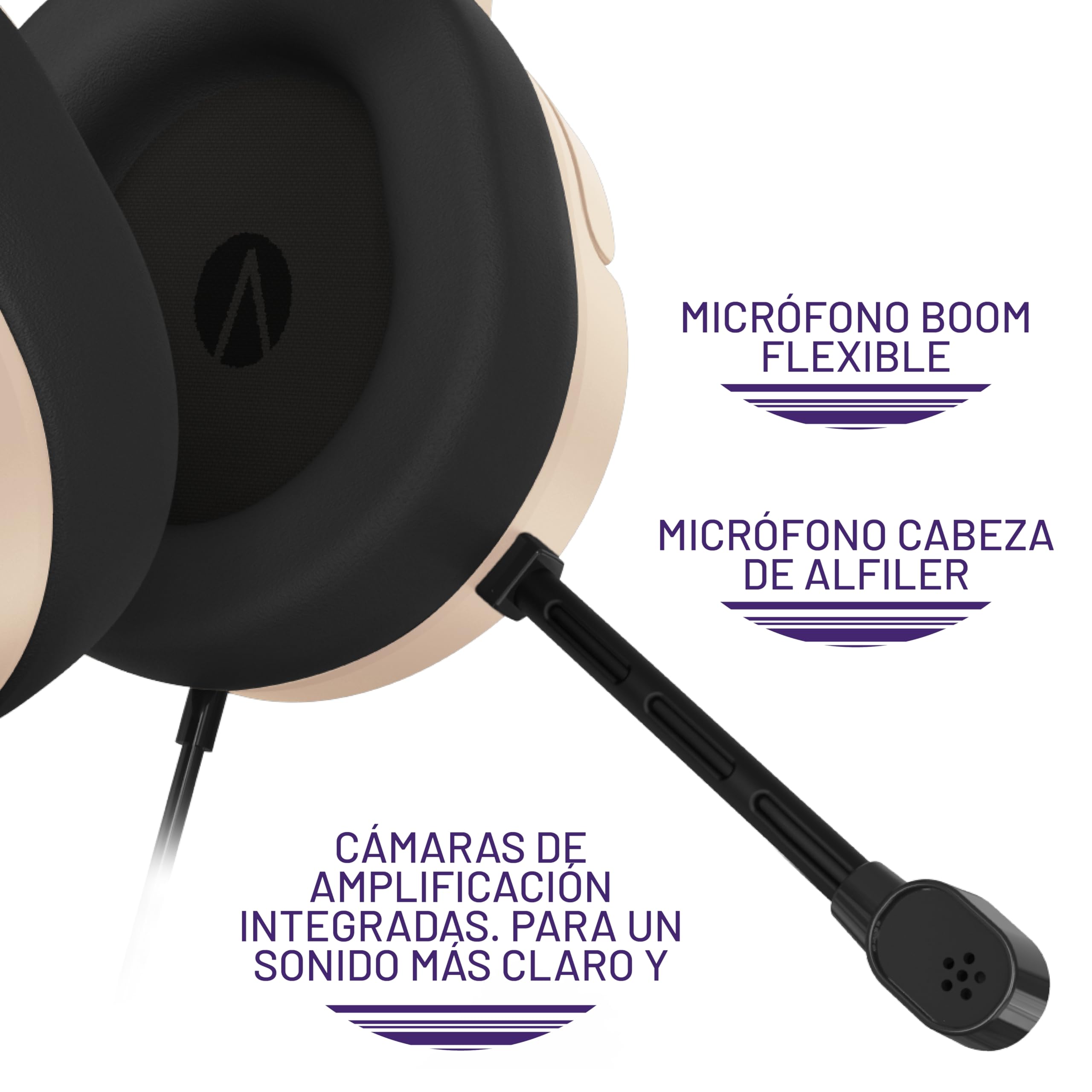 Stealth Panther Sand - Auriculares de Juego Supra-Ear PS4/PS5, Xbox, Switch, PC con micrófono Flexible, Conector Jack de 3,5 mm, Cable de 1,5 m, Ligero, cómodo y Duradero