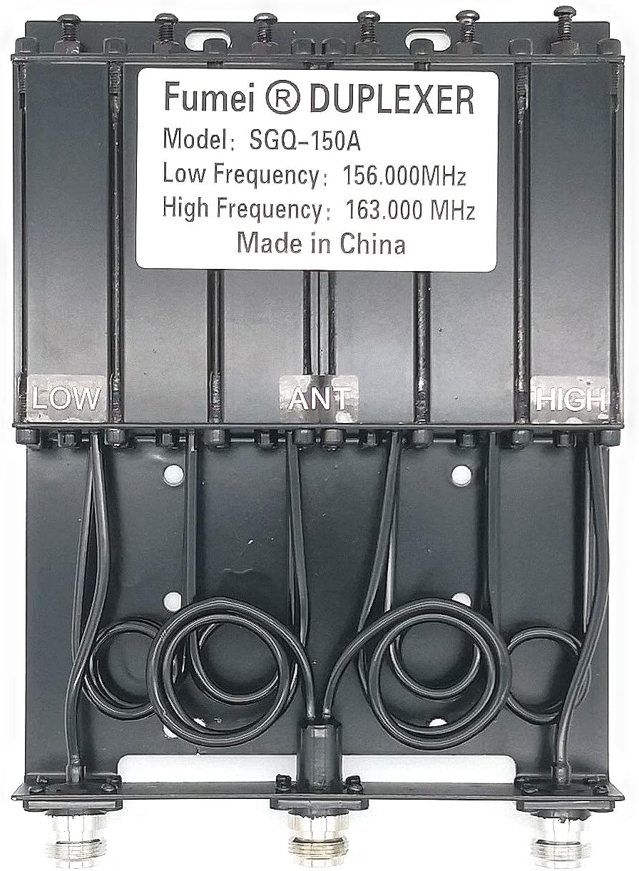 Fumei VHF 136-174MHz 30W Duplexer for Radio Repeater with Pre-Tuned Low Frequency 156MHz & High Frequency 163MHz & N Female connectors