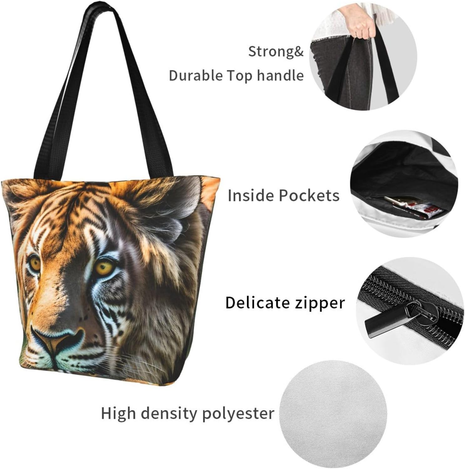 African animals Print Comfortable Summer Shoulder Bag Canvas Tote Travel Beach Hiking Shopping Weekend