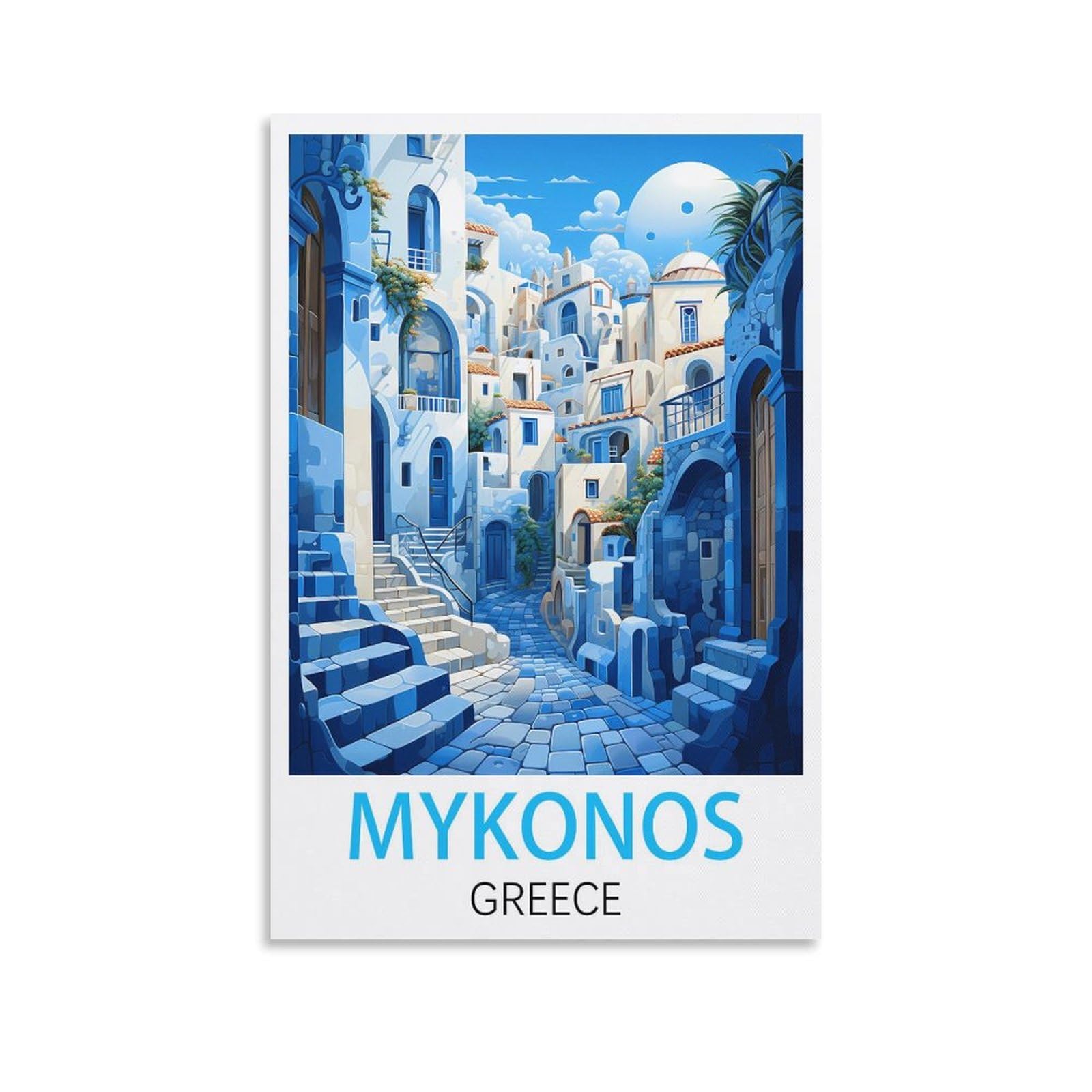 Metal Tin Sign,Mykonos Greeces,Decoration for Home Wall Art Kitchen Bar Pub Room Farm Garage Vintage Retro Poster Plaque 15x30cm