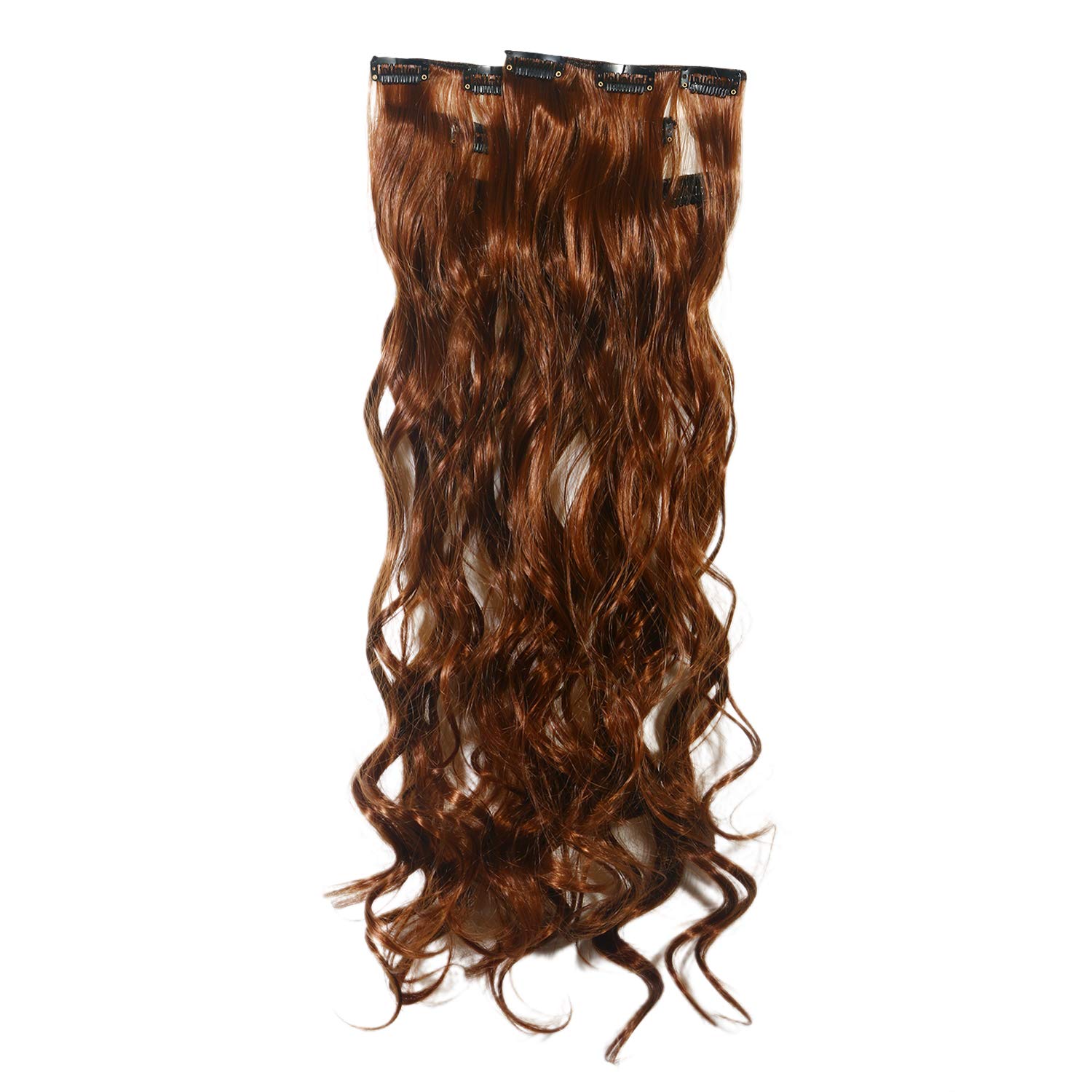 Wavy Synthetic Clip-In Hair Extensions Lightweight Daily Wear Heat Resistant Clip in Long Wavy Synthetic Hair Extension 24 Inch Beach  main image 2