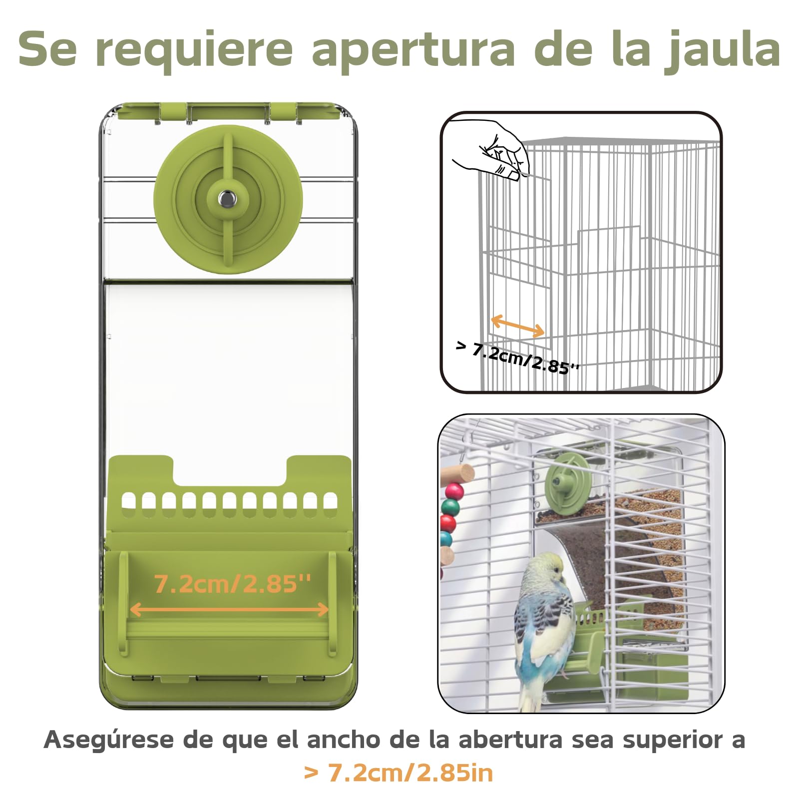 Juego de Bebedero y Comedero para Pájaros, Alimentador Automático con Percha para Jaula para Periquitos, Canarios, Ninfas, Pinzones y Budgerigars (Verde)