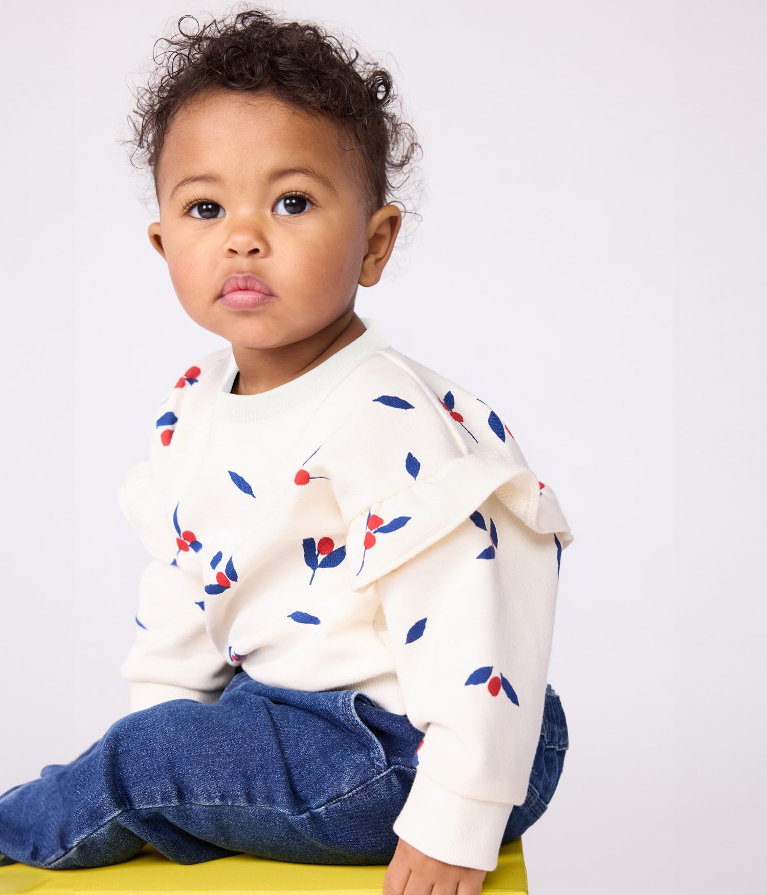 Petit Bateau Sweatshirt Bébé en Coton Imprimé Baies À Volants A0ee401 Vêtements Jour Bébé Fille (Lot de 1)