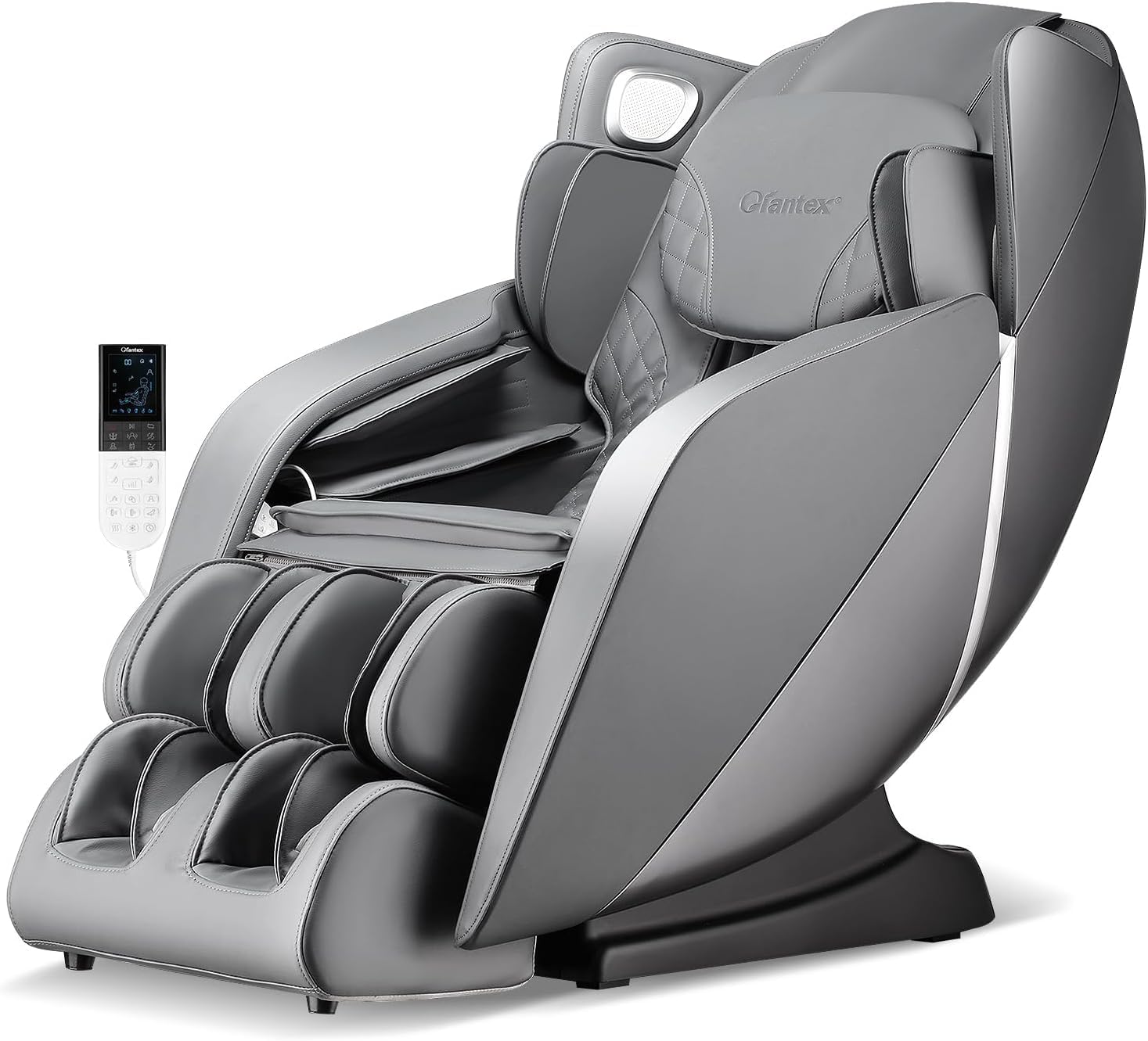 POWERSTONE Massage Chair Full Body Zero Gravity Recliner, SL Track, Heat & Foot Massager, Shoulder Detection, Smart Voice Control, 12 Modes, Installation-Free Design, Grey