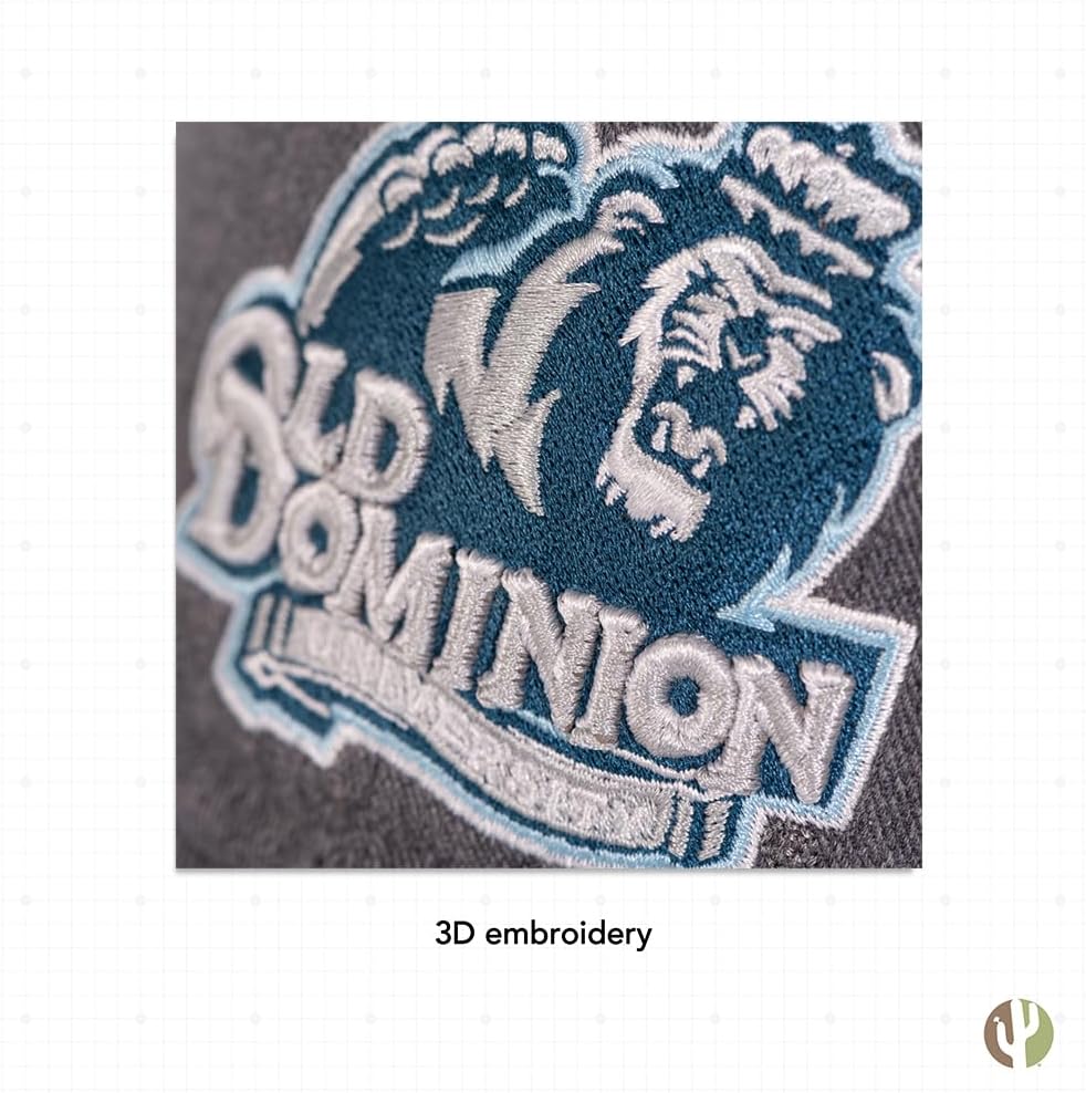 Desert Cactus Old Dominion University Baseball Hat ODU Monarchs Brimmed Embroidered Cap Adjustable Cloth Strap Adult (Style A) Grey - Image 5
