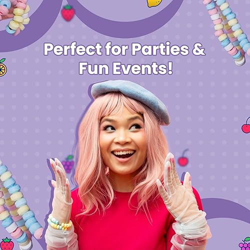 Miniatura 4 de Smarties Collar de caramelo a granel, sin gluten y vegano, sabor a frutas, caramelo duro en cuerda elástica, perfecto para cumpleaños y dulces duros