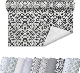 Con-Tact Brand Grip Prints Non-Adhesive Non-Slip Counter Top, Drawer/Shelf Liner, 12" x 20' (Carrara Tile Charcoal)
