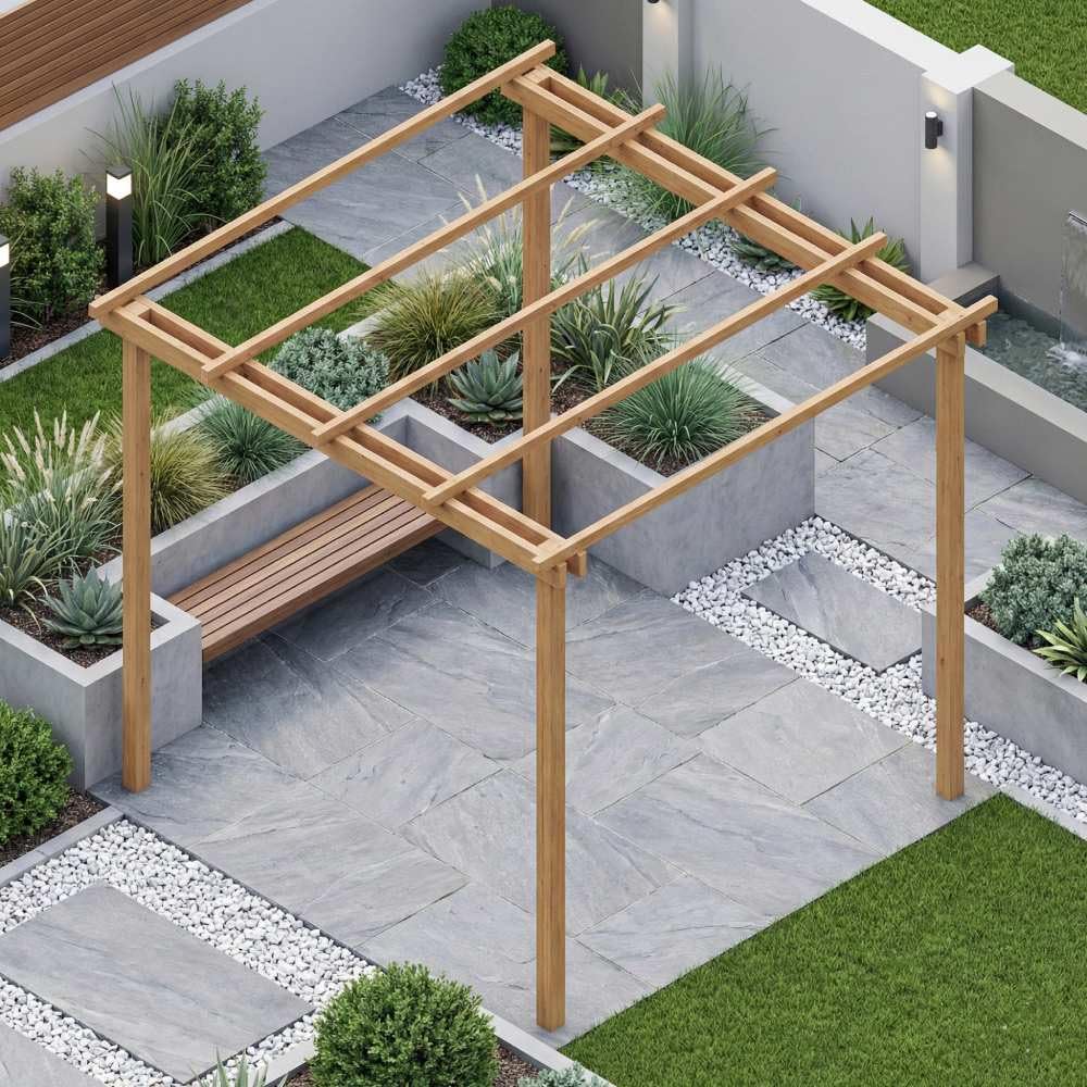 Pergola in Legno da Giardino Slim, da 240x240 cm, in Legno Impregnato Classe IV, Personalizzabile