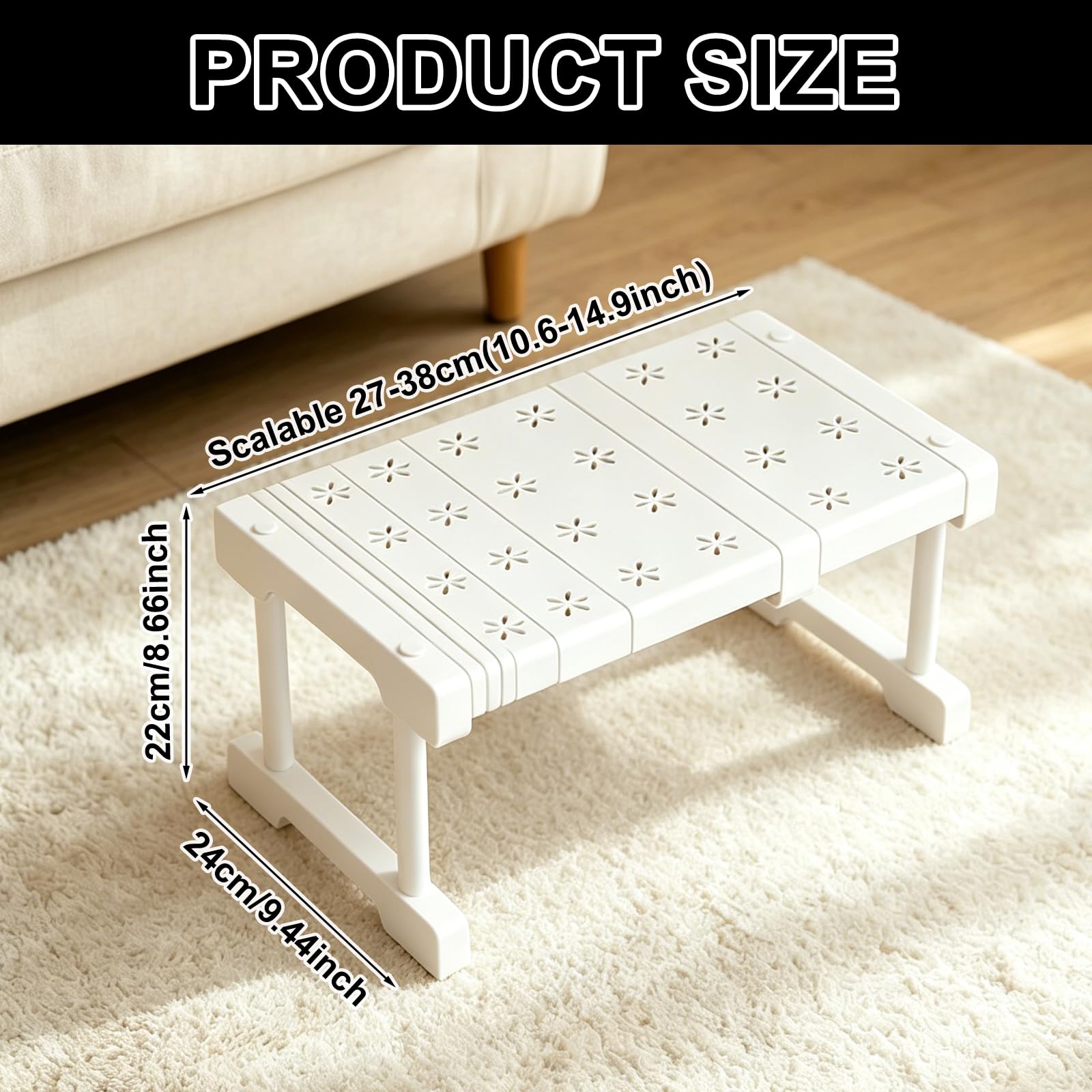 Scaffali regolabili per armadio, ripiani espandibili, larghezza 24 cm, altezza 22 cm, lunghezza regolabile 27-38 cm, per armadio, cucina, bagno