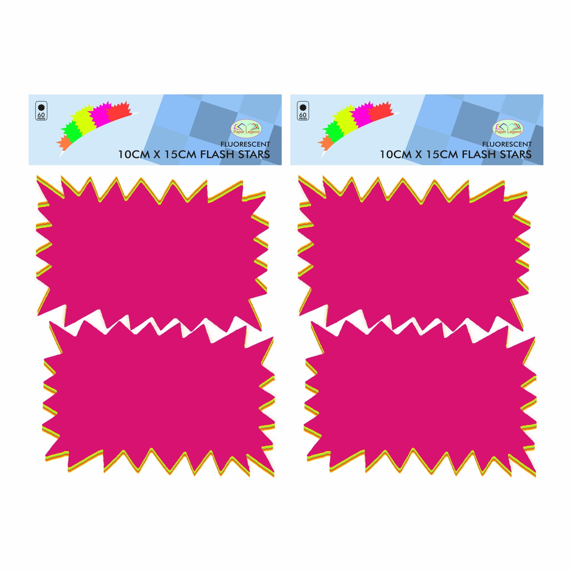 120 pcs - Neon Fluorescent Flash Stars Rectangular Starburst Fluorescent Sign Cards Retail Sale Signs Price Tags Promotion Price Label Tags Grocery Shop Party Favors Stationary Supplies 10cm X 15cm