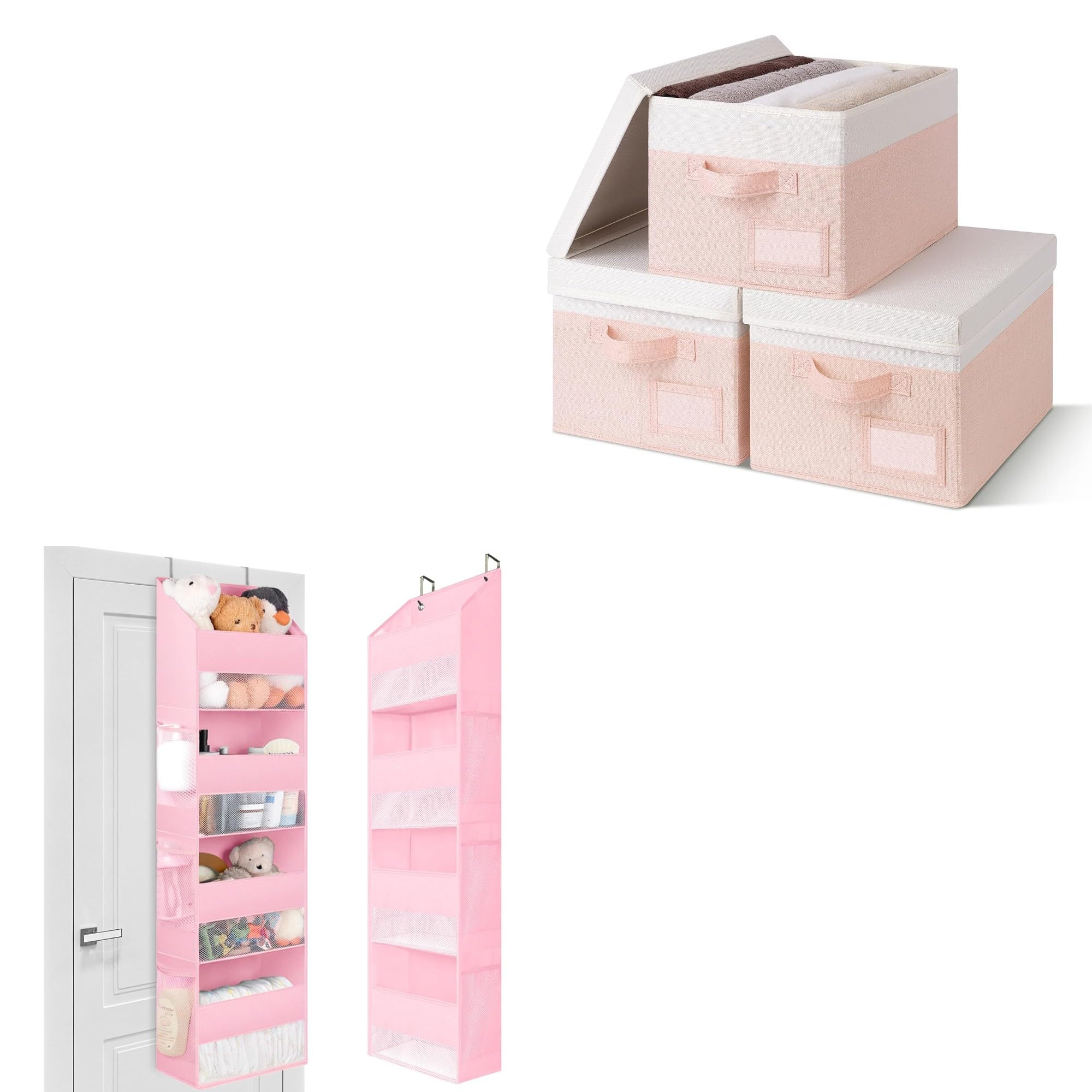 GRANNY SAYS Set di Porta Oggetti da Appendere con 4 Tasche e Scatole Tessuto con Coperchio