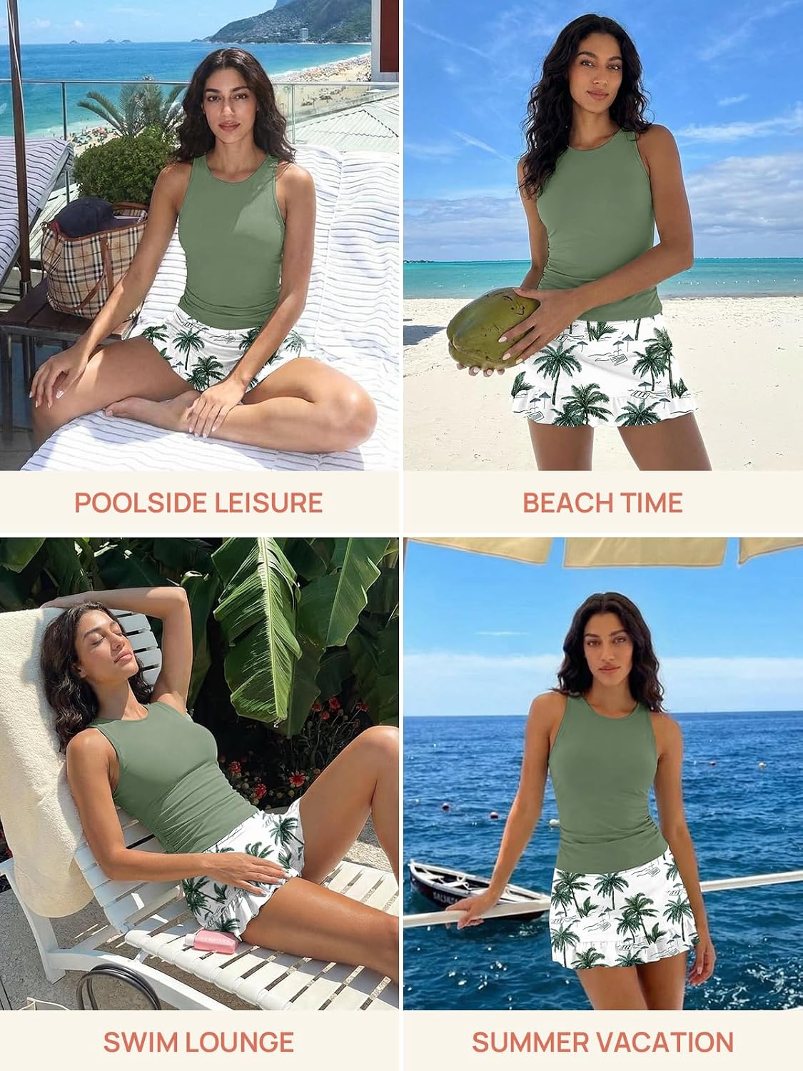 Women's Tankini Swimsuits with Skirt Tummy Control Bathing Suits with Pocket High Neck Swimdress Swimwear 2026