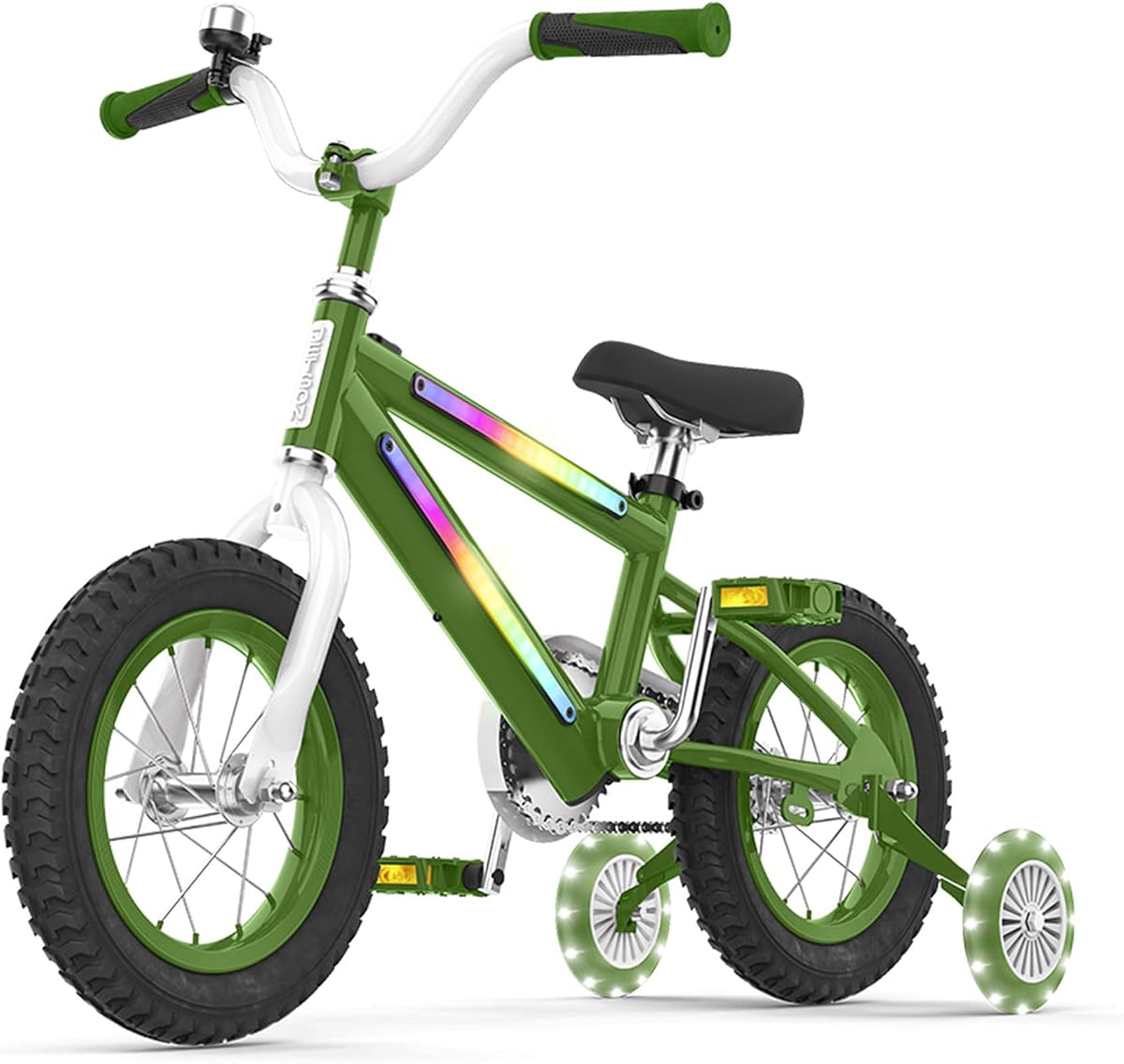 Jetson Light Rider 12 Inch Light Up Bike with LED Frame, Green – Optional Training Wheels, Adjustable Seat, Coaster Brakes for Kids Ages 3 and Older
