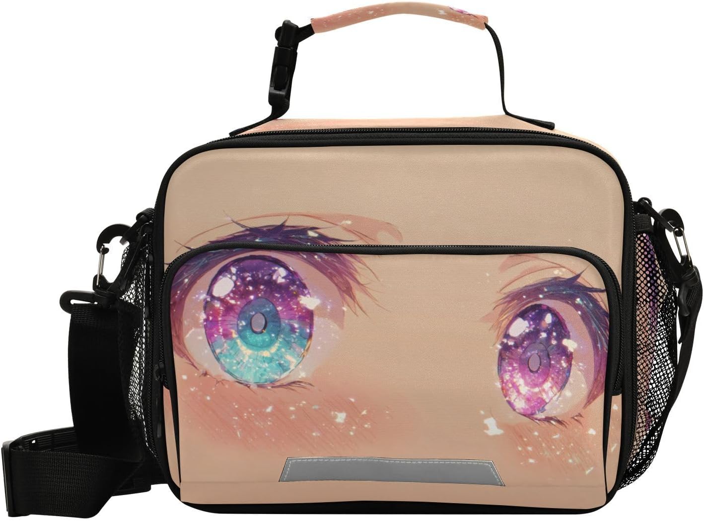 Dussdil Purple Anime Manga Eyes Lunch Box for Boys Girls Insulated Lunch Bag Lunchbox Thermal Cooler Reusable Organizer Bags for School Picnic Meal