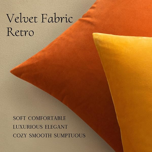 MIULEE Pack of 2 Fall Velvet Soft Solid Decorative Throw Pillow Covers Square Cushion Cases for Sofa Couch Bedroom Living Room Car Home Decor 18 x 18 Inch 45 x 45 cm Orange - 4