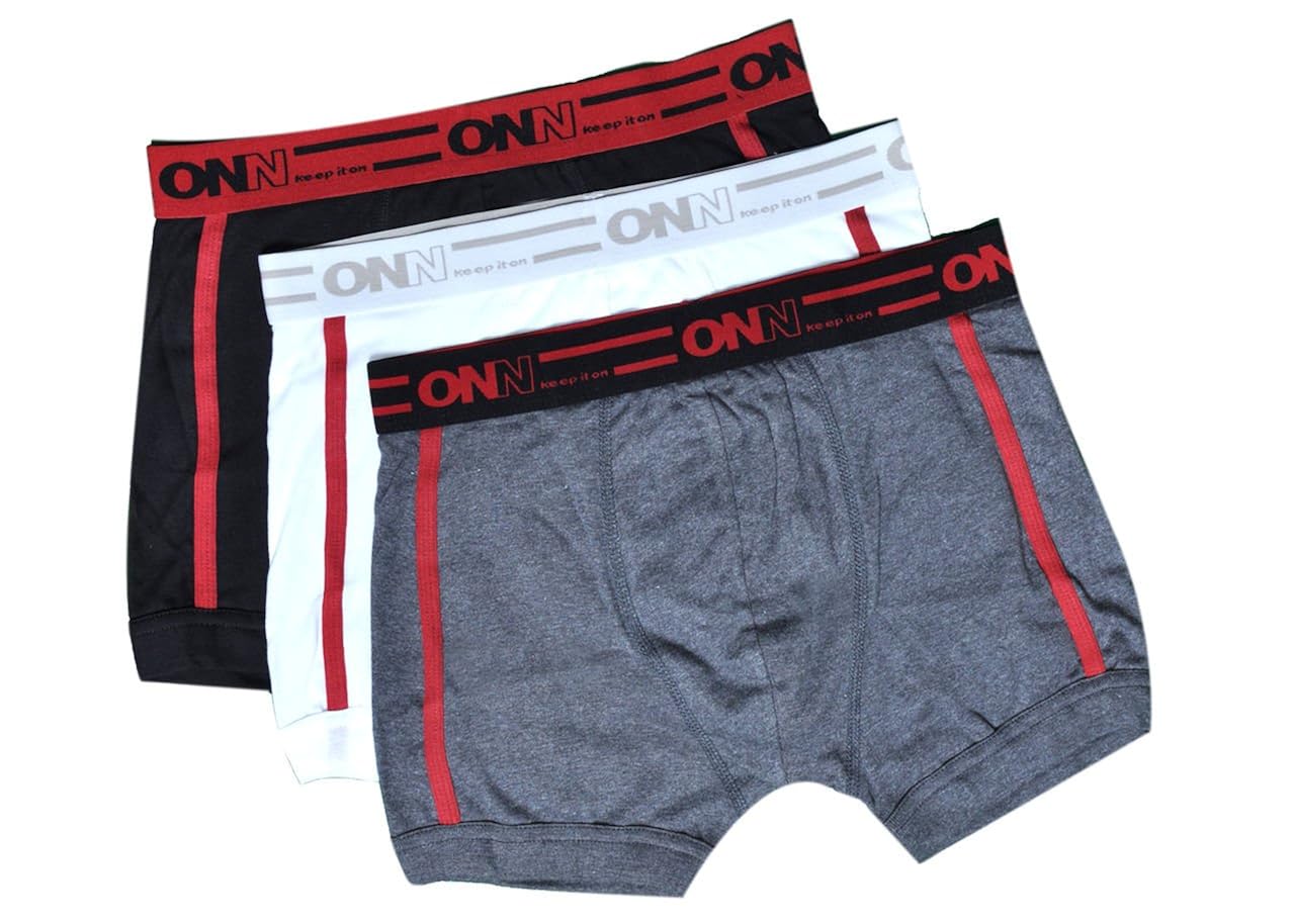 Buy ONN Men's Cotton Ribbed Boxer Brief (Pack of 3) (NR3543_Multi
