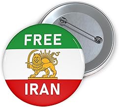 Free Iran Button Small to Large Lion Sun Protest Iran Flag Buttons Pins