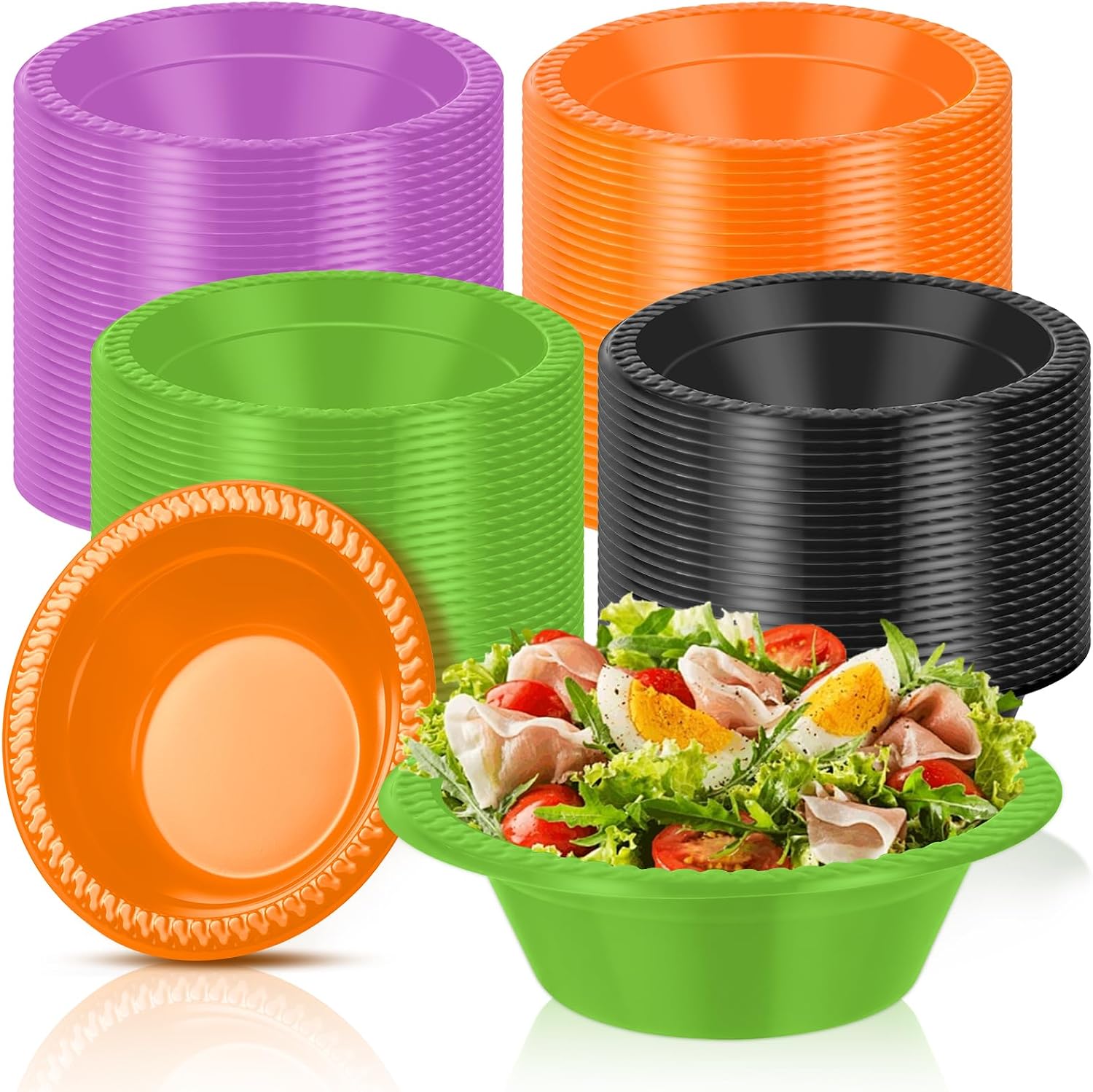 100Pcs Halloween Disposable Bowls 12Oz Plastic Serving Bowls