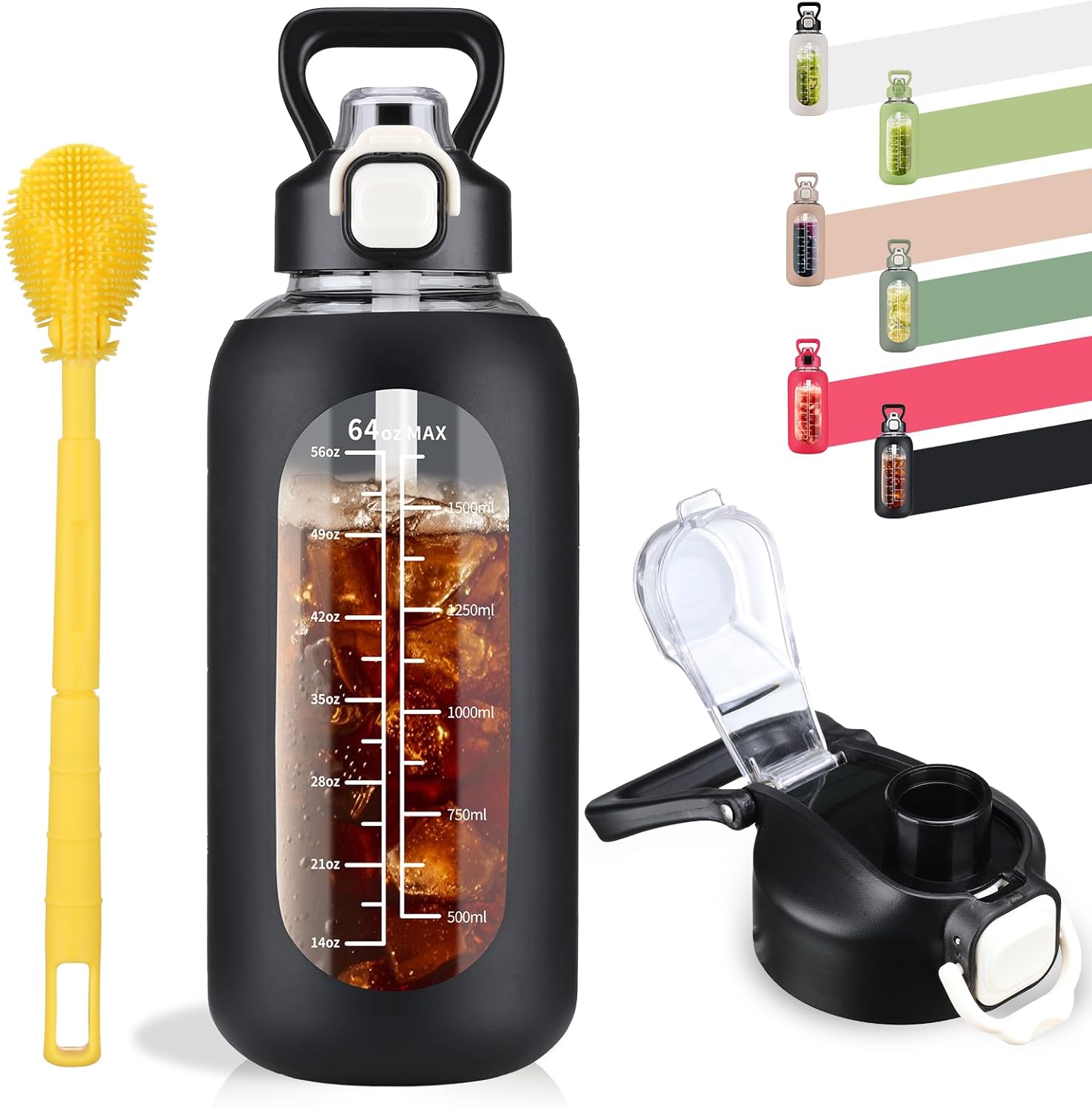 SIEROZUR 64 oz Glass Water Bottle...