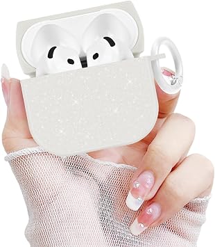 Newseego for Airpods 4 Case, Luxury Glitter Sparkly Bling Case with Keychain for Women Girls Anti-Lost Anti-Scratch Soft TPU Shockproof Full Protective Case Cover for Airpods 4th Generation-Gray