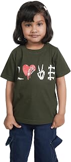 CocoBelle NYC Girl's Round Neck Solid T-Shirt Cotton Half Sleeve (4-5 Years) Green Price In India