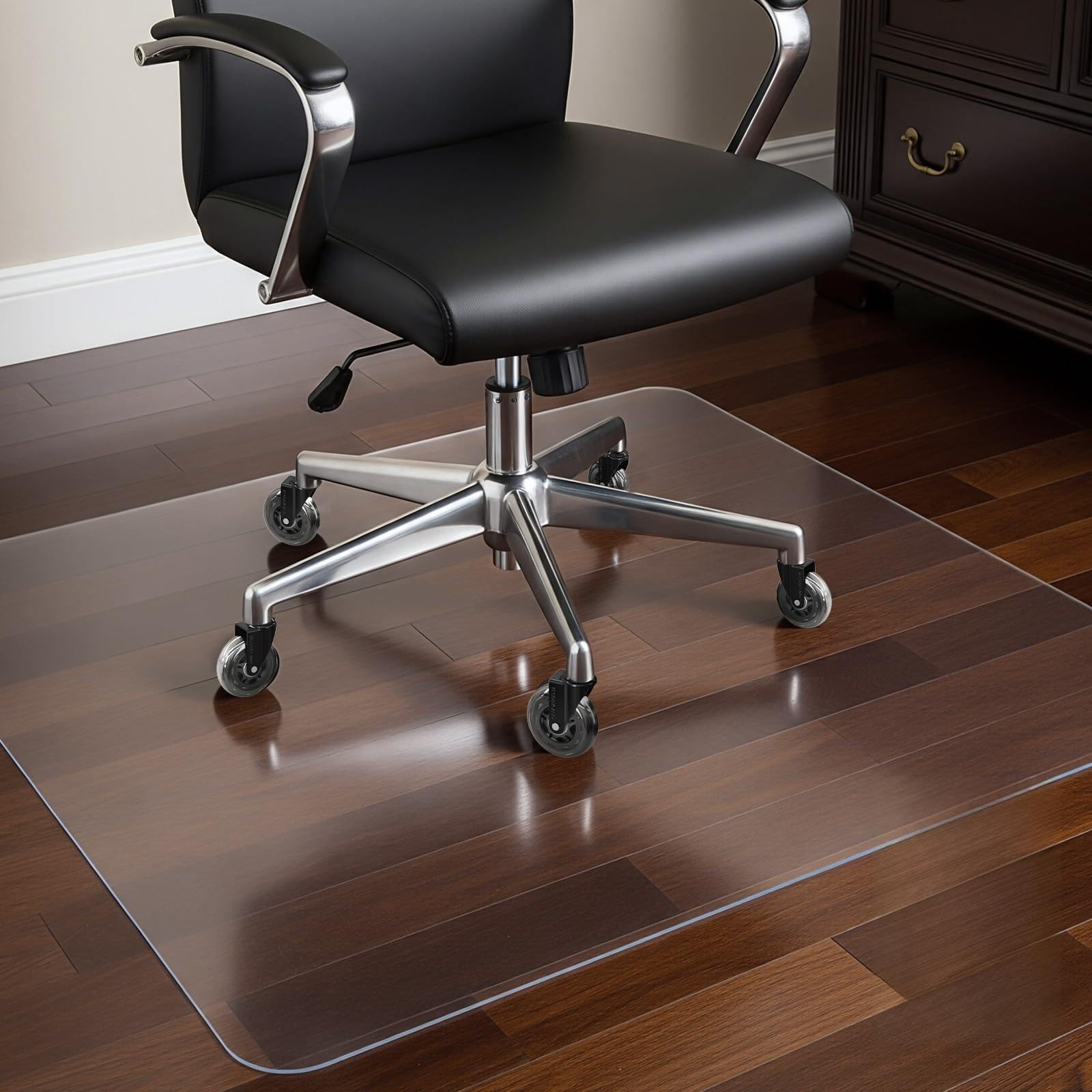 COSYLAND Floor Protection Mat Office Chair - Transparent Non-Slip Chair Pad for Carpet & Hard Floors, Floor Protection Office Chair Pad - 90 x 120 cm, Milk White
