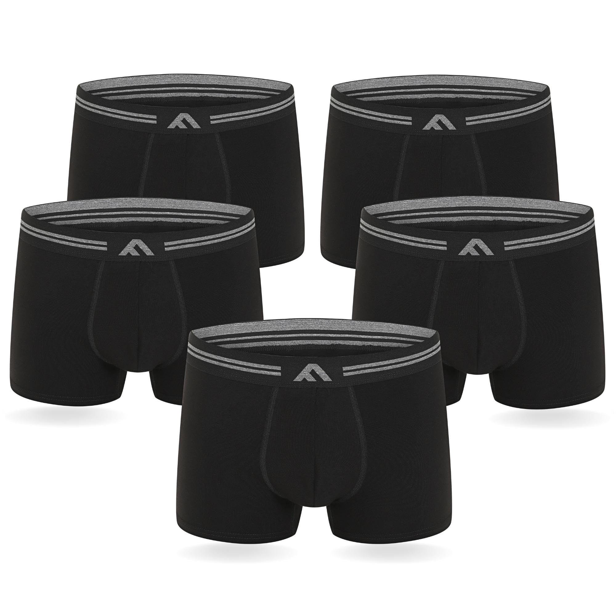 FM London, Boxer da Uomo Super Morbidi in bambù, Confezione da 5, Senza Etichetta, Elasticizzati, in Materiale ecocompatibile