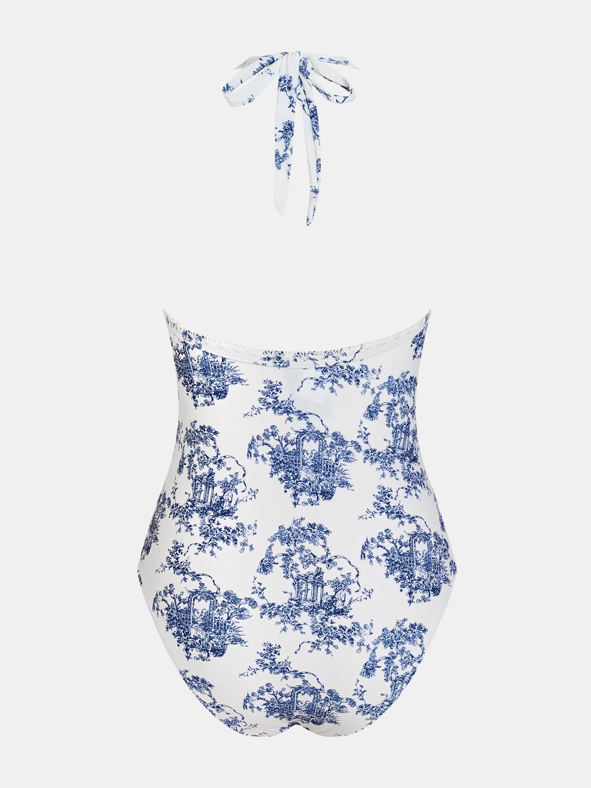 CUPSHE Maillot de bain une pièce pour femme avec col en V et bretelles froncées au niveau du ventre et bretelles réglables