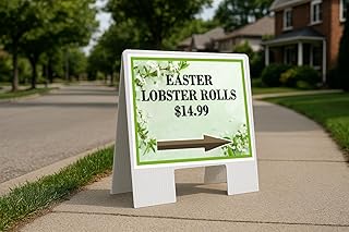 Easter Lobster Rolls $14.99 Spring Flowers Sage Green Directional Arrows A-Frame Double Sided 23x23 in. sign
