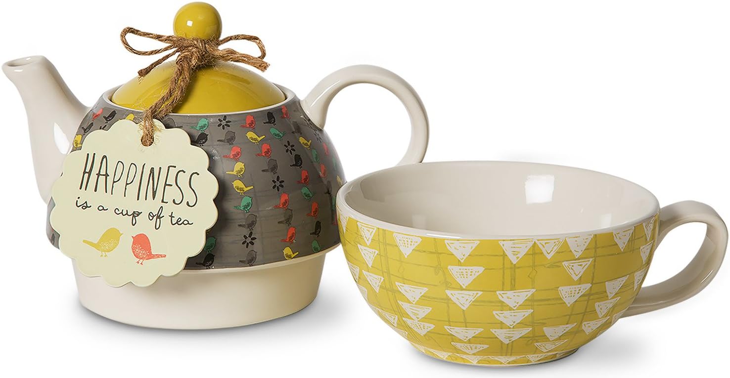 Gеt Sресіаl Prісе Pavilion Gift Company Bloom Happiness Ceramic Tea for One, 15 oz, Multicolor