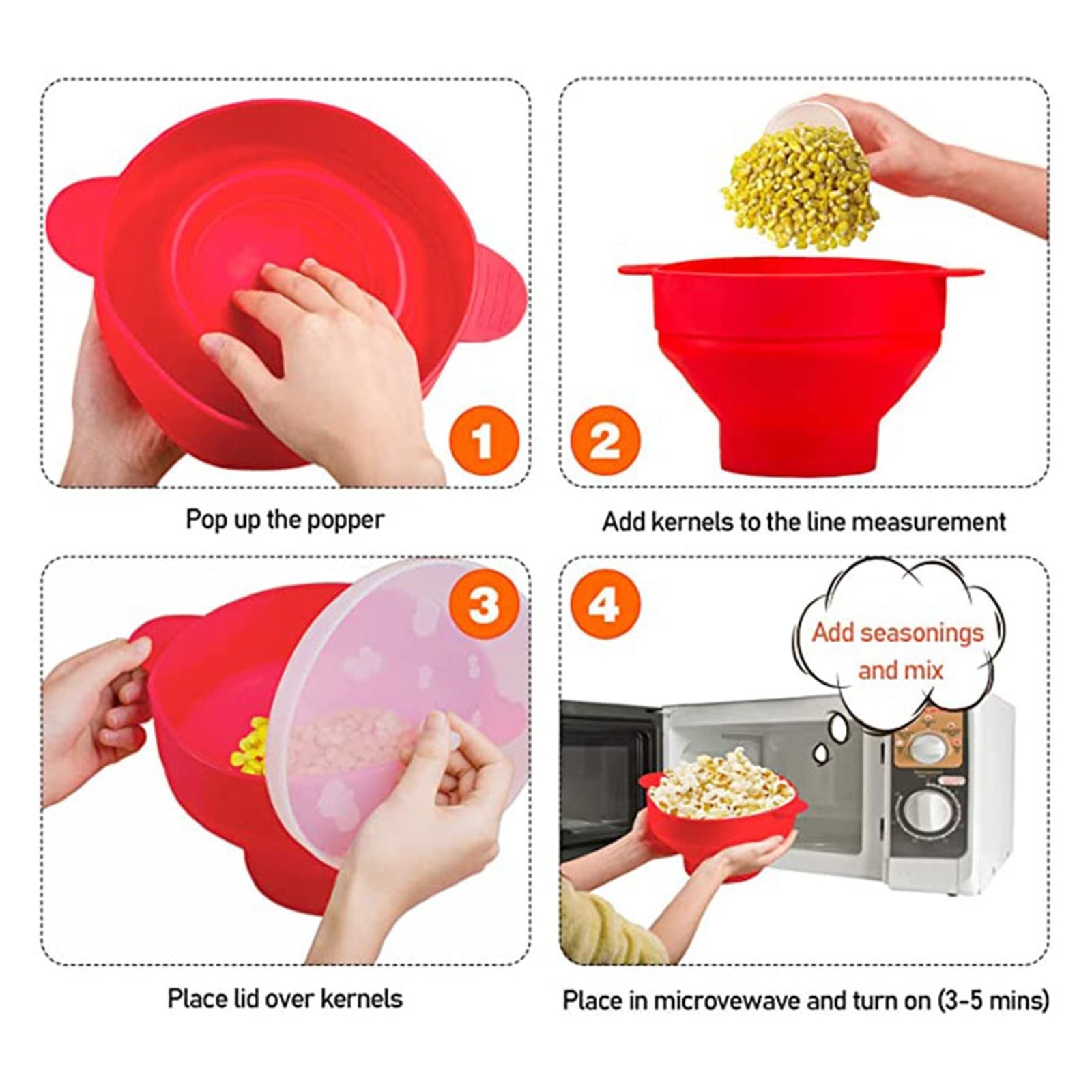 Popcorn Popper Mikrowelle Silikon Popcorn Maker Lebensmittel Klasse Faltbare Küche Einfache Werkzeuge Machen Popcorn Eimer Schüssel Mit Deckel Schalen