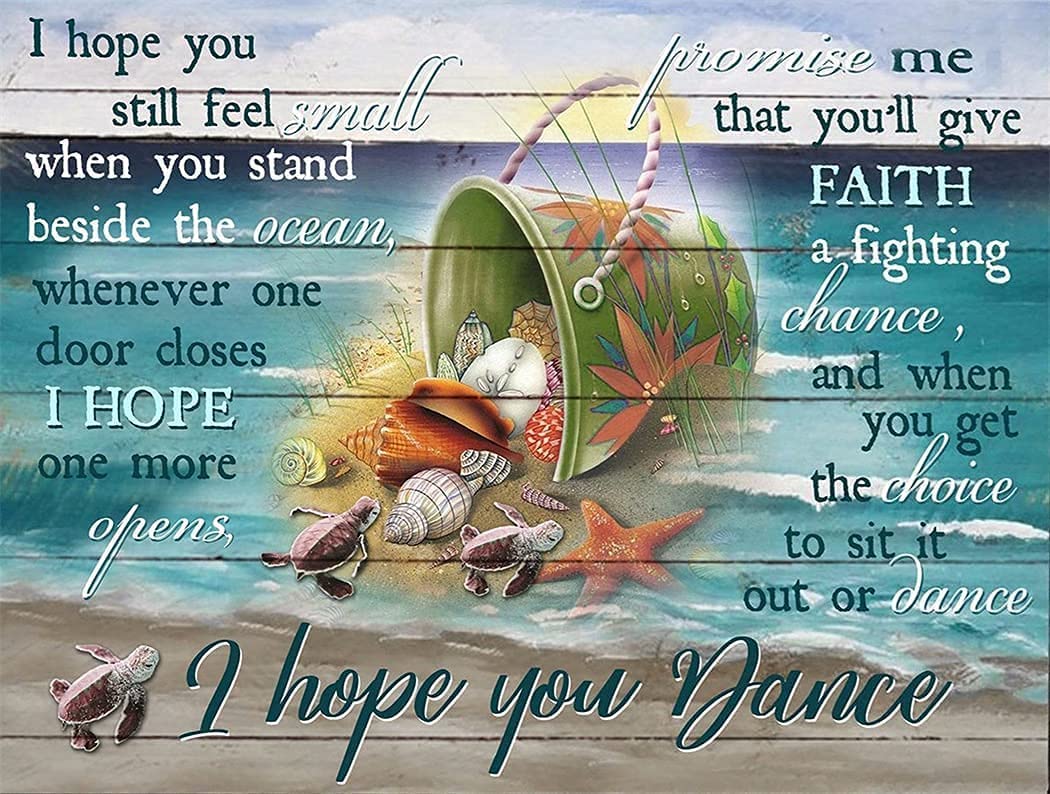 RIFOSA 6"x8" Vintage Metal Tin Sign Beach Metal Poster Plaque Wall Art I Hope You Dance Gift For Daughter Ocean Lovers Wall Decor