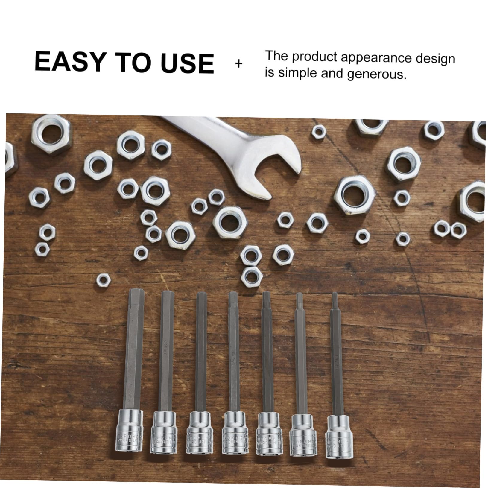 NUOBESTY Set di Chiavi a Brugola 3/8 Extra, in Acciaio Argentato, Resistente alla Ruggine, per Manutenzione e Uso Professionale