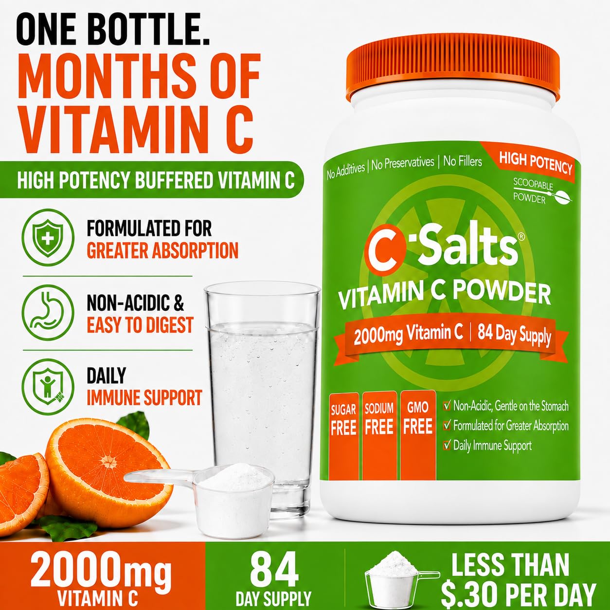 C-Salts Vitamin C Powder, Buffered & Stomach Friendly, 84-Day Supply — Amazon image 4
